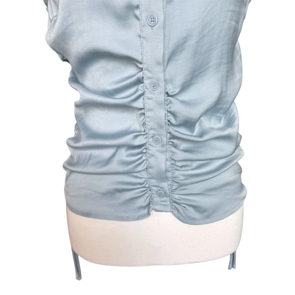 Fashion Nova Light Blue Sleeveless Button-Up Top - Picture 3 of 12